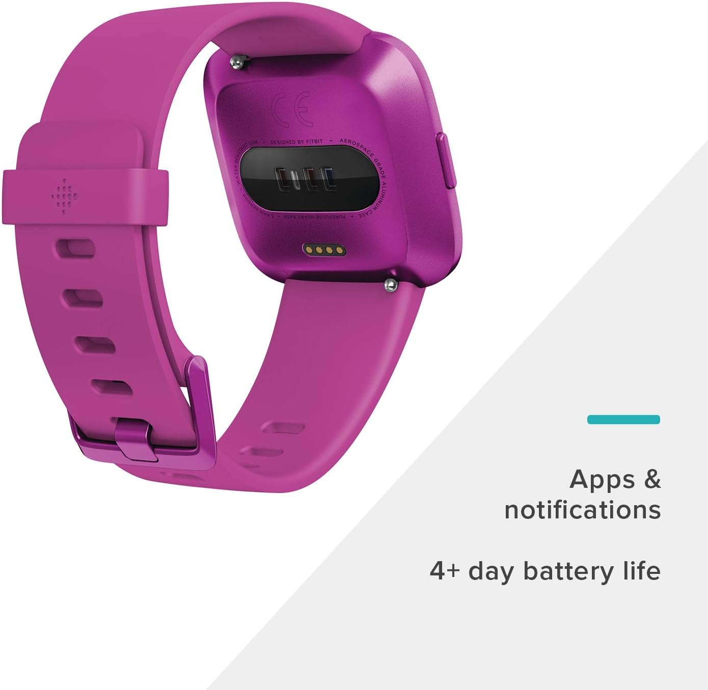 Fitbit Versa Lite Smartwatch,GPS,Charcoal/Silver Aluminum, One Size