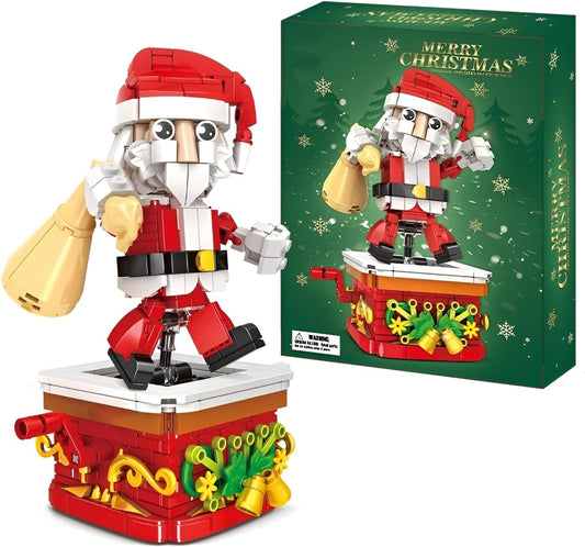 Christmas Building Blocks Kit, 404 PCS Rotating Santa Claus Building Blocks Set, Festival Playset Architecture Christmas Bricks Model, Gifts for Kids and Adults