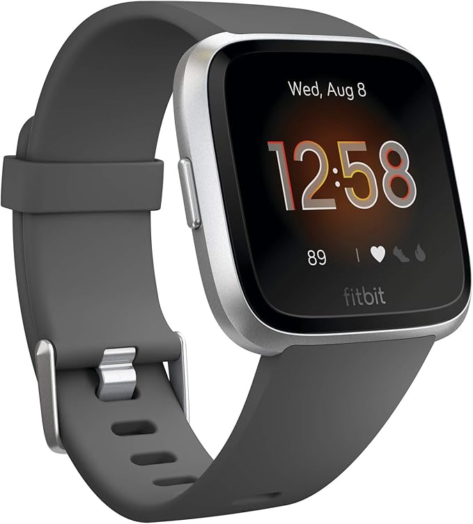 Fitbit Versa Lite Smartwatch,GPS,Charcoal/Silver Aluminum, One Size