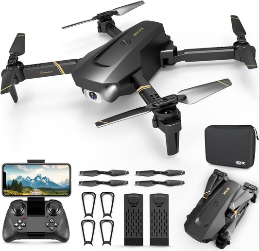Drone with 1080P HD Camera for Adults and Kids, Foldable Quadcopter with Wide Angle FPV Live Video, Trajectory Flight, App Control,Optical Flow, Altitude Hold and 2 Modular Batteries
