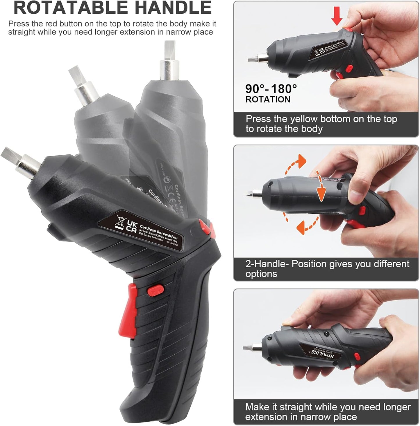 30-in-1 Cordless Screwdriver, 3.6V Rechargeable, 3Nm Max Torque, LED Light, Variable Speed, Ideal for Home DIY Projects