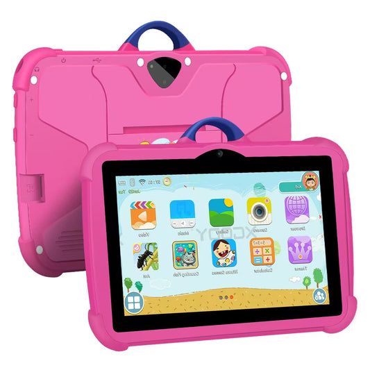 Kids Tablet 7 inch Android 13, 4GB RAM 64GB ROM, with Parental Control, WiFi,  Dual Camera with Silicone Case, 1PCS(Pink)