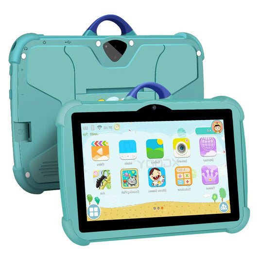 Kids Tablet 7 inch Android 13, 4GB RAM 64GB ROM, with Parental Control, WiFi,  Dual Camera with Silicone Case, 1PCS(green)