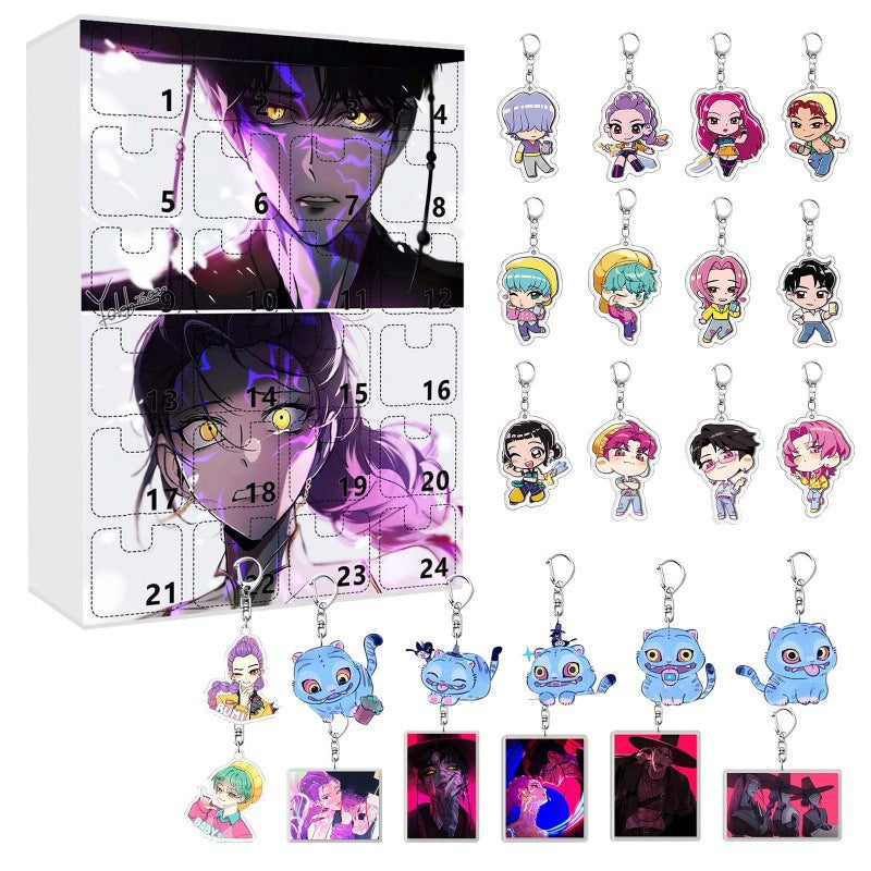 Advent Calendar 2025 24Pcs Keychain Countdown Calendar Anime Pendant Keychains Holder Car Key Ring Bag Hanging