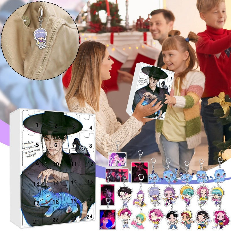 Advent Calendar 2025 24Pcs Keychain Countdown Calendar Anime Pendant Keychains Holder Car Key Ring Bag Hanging