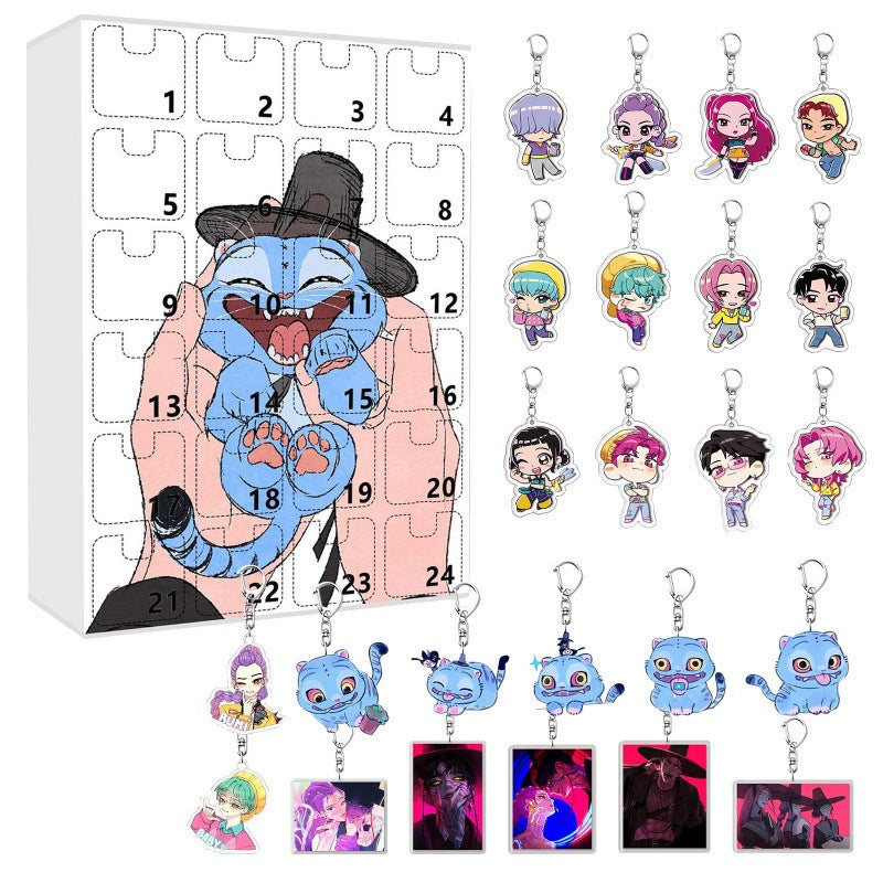 Advent Calendar 2025 24Pcs Keychain Countdown Calendar Anime Pendant Keychains Holder Car Key Ring Bag Hanging