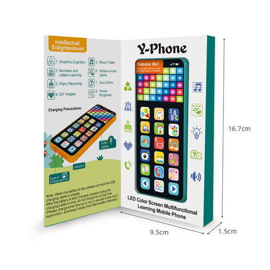 Toy Learning Play Cell Phone with 8 Functions and Dazzling Lights Interactive Toy for Toddler Baby Kids Boys Girls