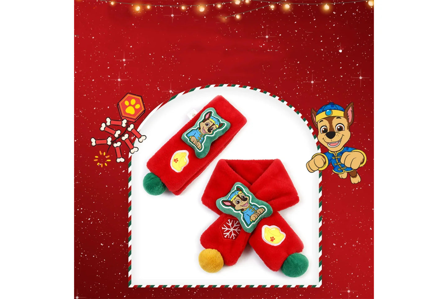 Paw Patrol New Year Red Children's Warm Scarf (Adjustable)