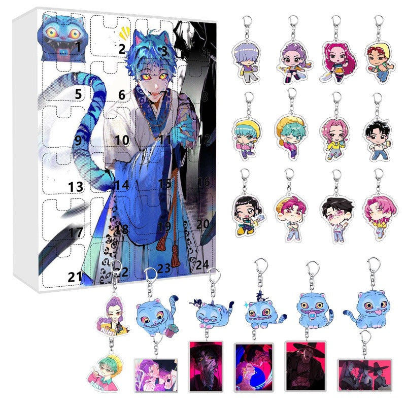 Advent Calendar 2025 24Pcs Keychain Countdown Calendar Anime Pendant Keychains Holder Car Key Ring Bag Hanging
