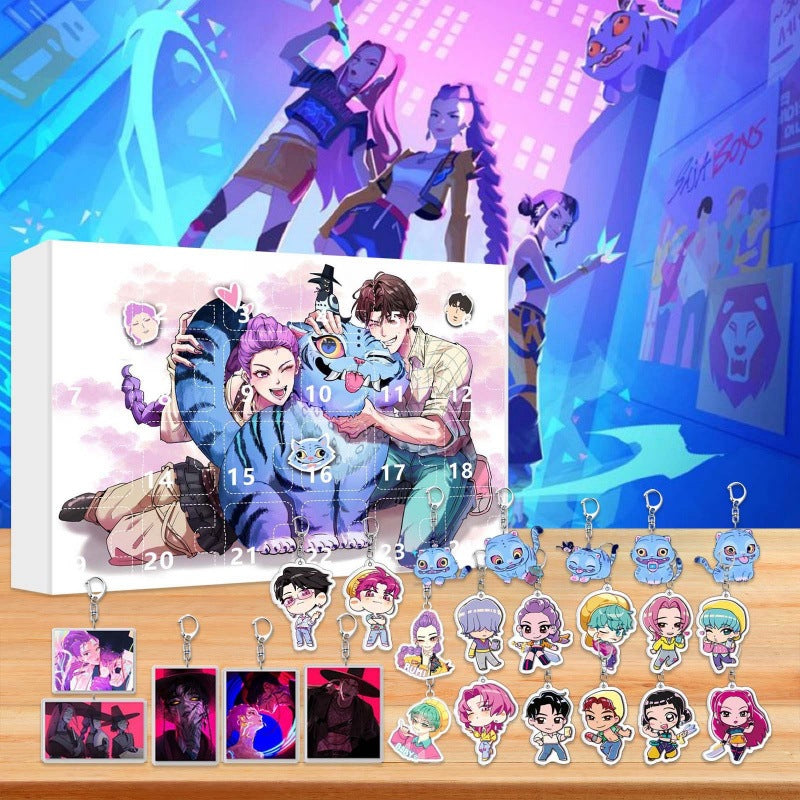 Advent Calendar 2025 24Pcs Keychain Countdown Calendar Anime Pendant Keychains Holder Car Key Ring Bag Hanging