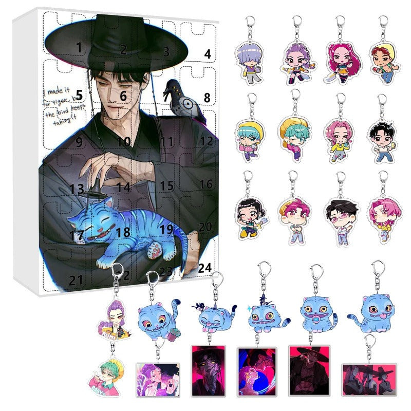 Advent Calendar 2025 24Pcs Keychain Countdown Calendar Anime Pendant Keychains Holder Car Key Ring Bag Hanging