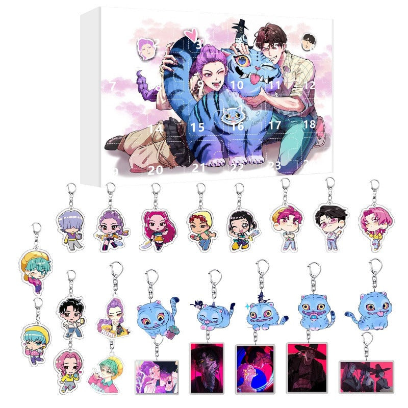 Advent Calendar 2025 24Pcs Keychain Countdown Calendar Anime Pendant Keychains Holder Car Key Ring Bag Hanging