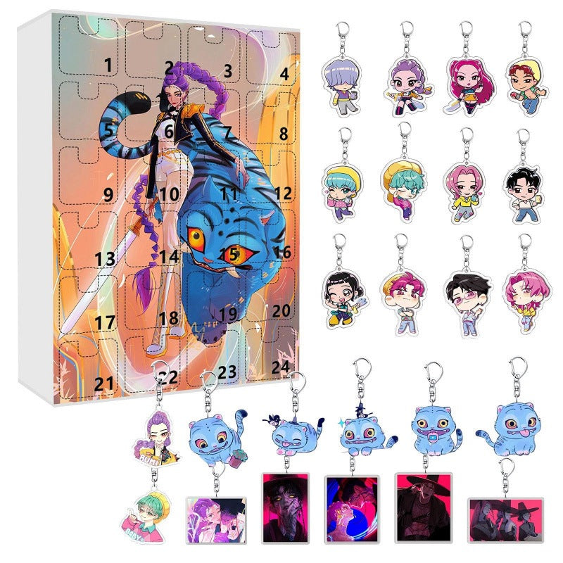 Advent Calendar 2025 24Pcs Keychain Countdown Calendar Anime Pendant Keychains Holder Car Key Ring Bag Hanging