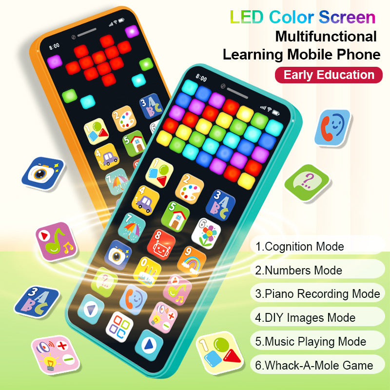 Toy Learning Play Cell Phone with 8 Functions and Dazzling Lights Interactive Toy for Toddler Baby Kids Boys Girls