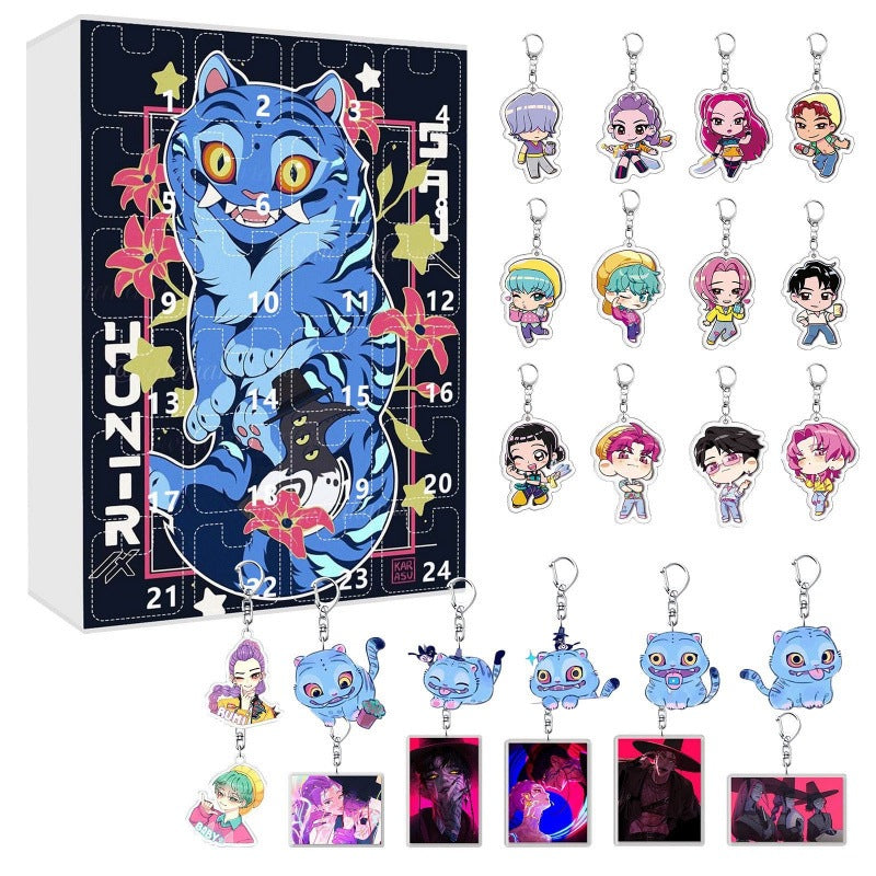 Advent Calendar 2025 24Pcs Keychain Countdown Calendar Anime Pendant Keychains Holder Car Key Ring Bag Hanging