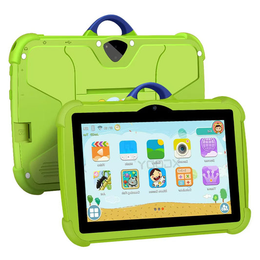 Kids Tablet 7 inch Android 13, 4GB RAM 64GB ROM, with Parental Control, WiFi,  Dual Camera with Silicone Case, 1PCS(olive drab)